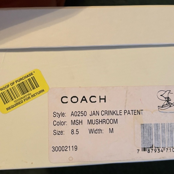 New Coach bright patent sandals wedge shoes mushroom color sz 8.5 - Picture 4 of 6